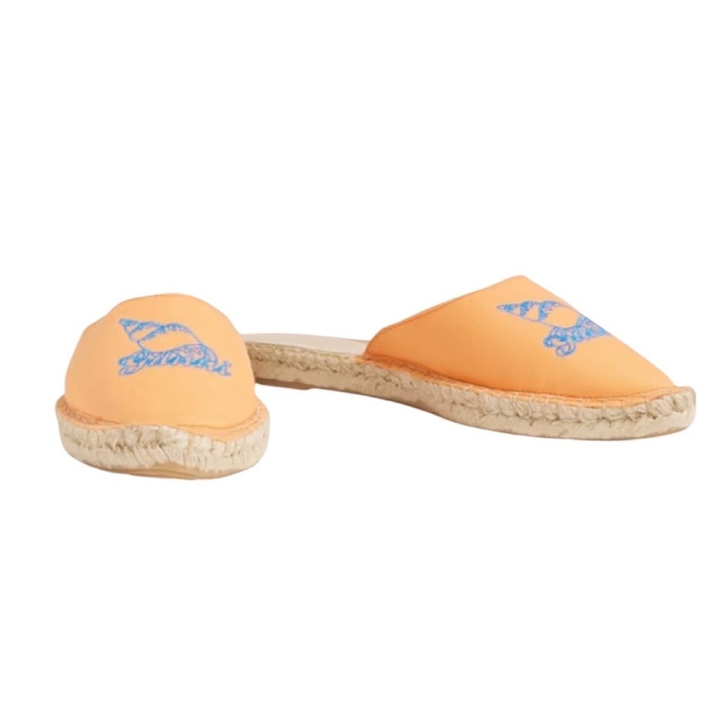 GANNI Canvas Embroidered Summer Espadrilles Orange Size 40